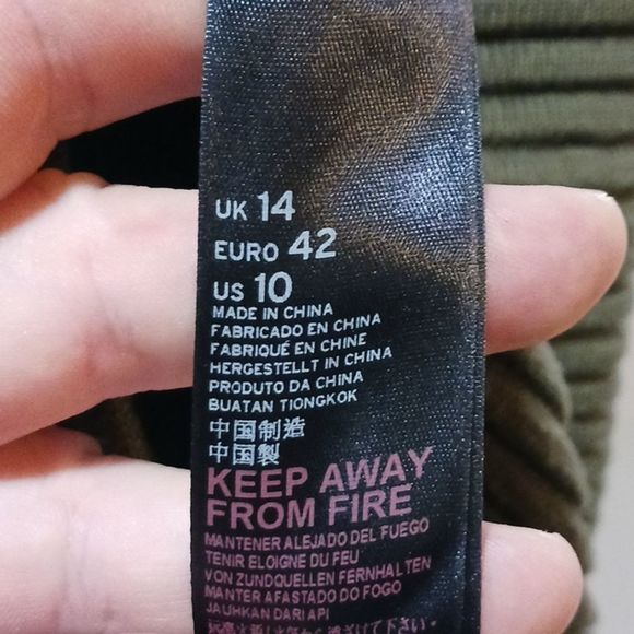 Topshop army green ribbed knit tank top size 10 - Picture 10 of 15